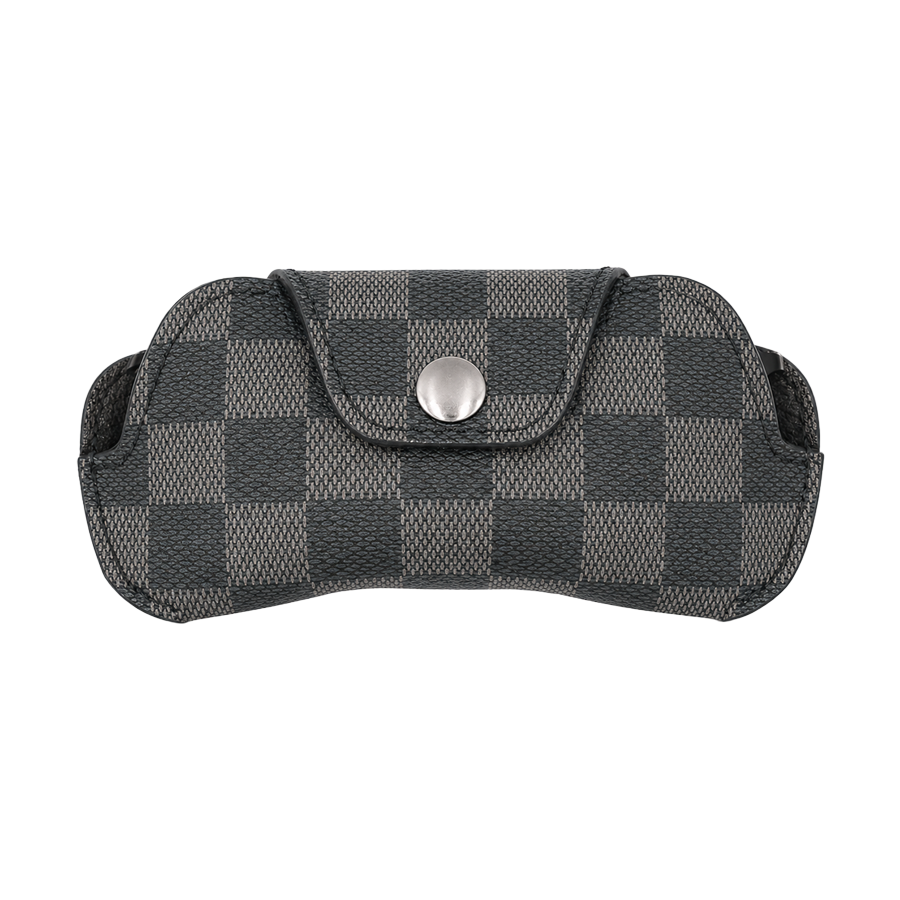 Closed version of the designer glasses case, checkered pattern