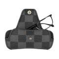 Opened version of the designer glasses case, checkered pattern